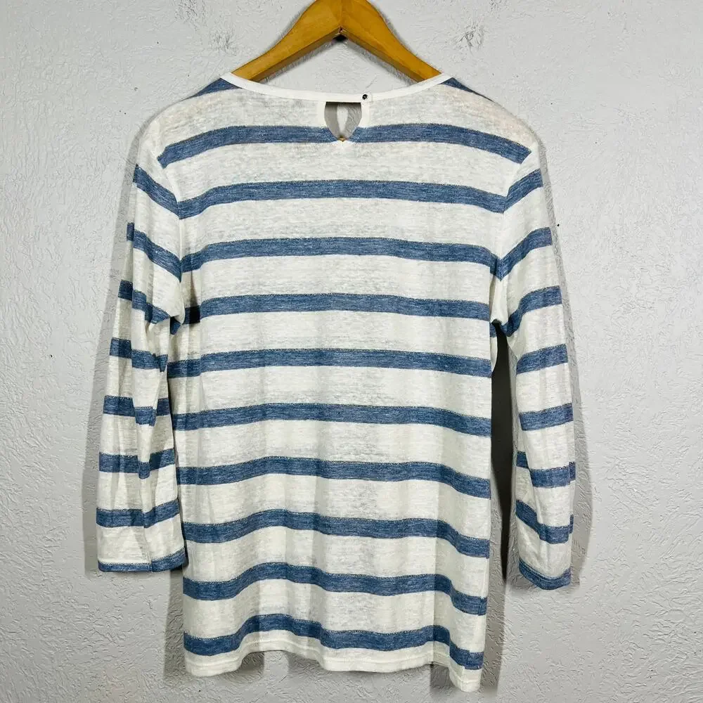 Mossimo Dutti Long Sleeve Stripe Top Tunic Pullover SCoop Neck Tee - M
